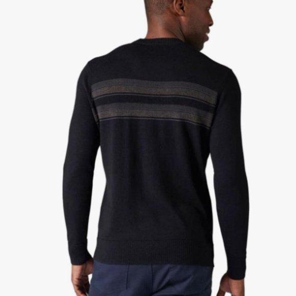 SMARTWOOL | MEN’S BLACK BLUE SPARWOOD STRIPE CREWNECK SWEATER (XXL) - Picture 2 of 5